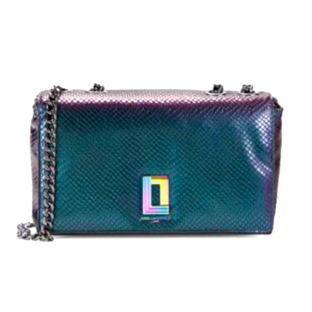 Karl Lagerfeld Lafayette Snakeskin Embossed Leather Shoulder Bag NWT 🔥🔥